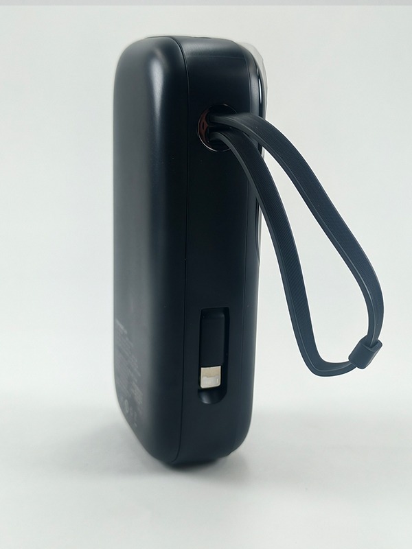 NOHON NX-P02 white power bank with built-in charging cables and digital display.