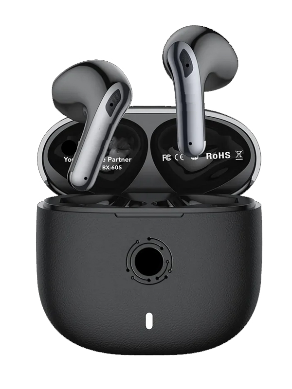 BX-605 ENC TWS Wireless Earbuds with charging case in black color – BassRush audio, 70ms low latency, noise cancellation – Martgoz